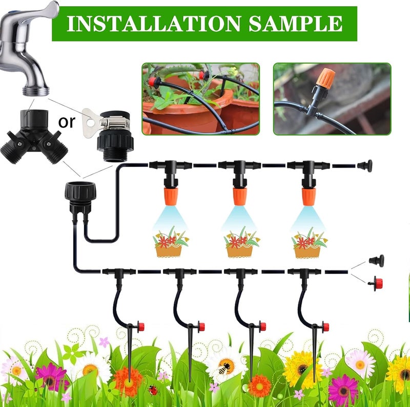 PRUNkuar Drip Irrigation Kit, Garden Irrigation System 1/4" Blank Distribution Tubing Watering Drip Kit/DIY Saving Water Automatic Watering System for Garden, Greenhouse, Flower Bed, Patio, Lawn - Image 3